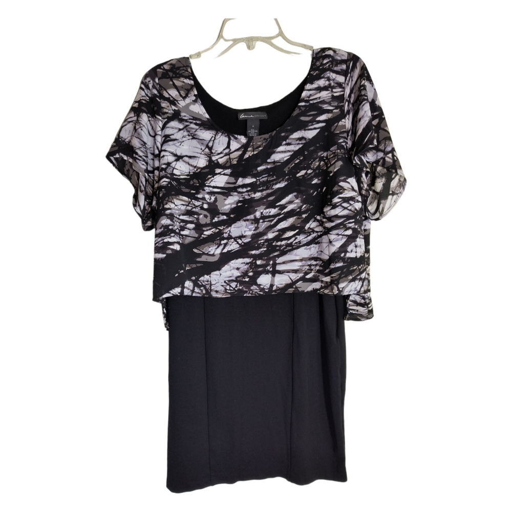Lane Bryant Black and White short sleeve scoop neck layered dress size 14